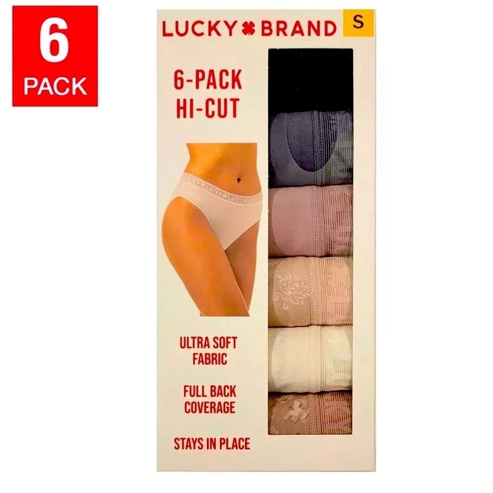 Lucky Brand 6-Pack Hi-Cut Panties Sz -S